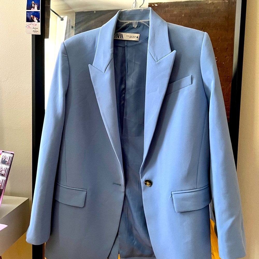 Baby blue zara oversized blazer